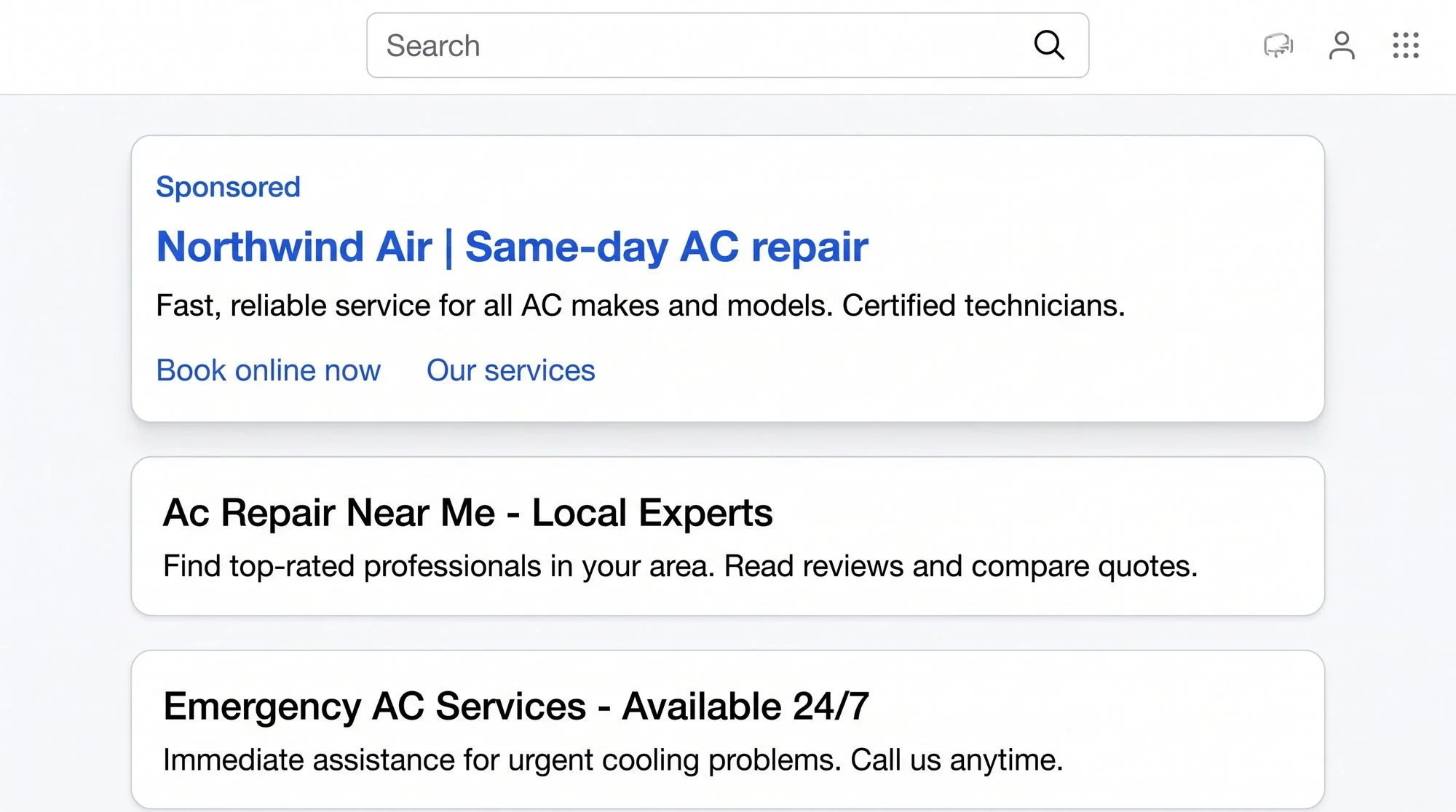 Ads that say what you do. Concept.