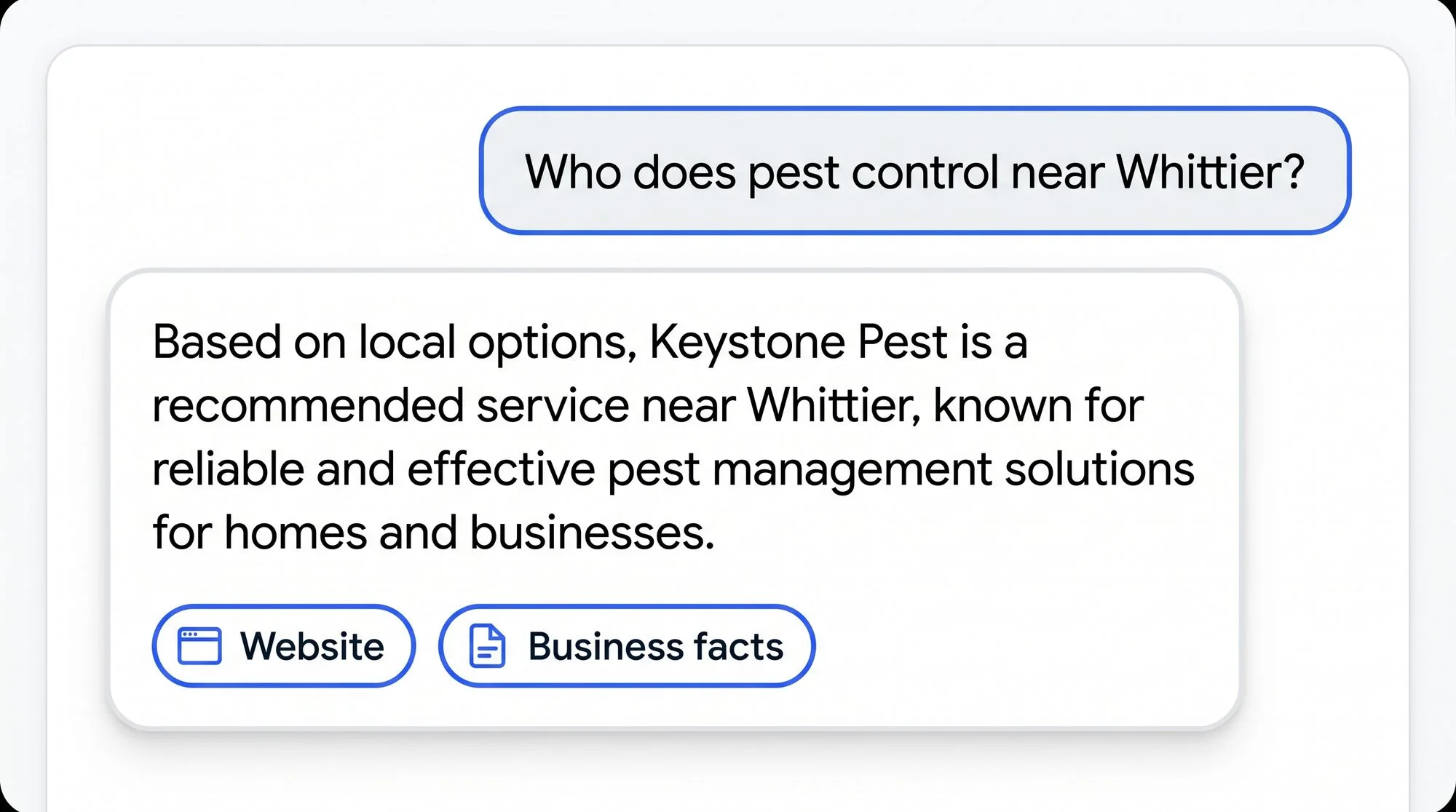 Concept design: AI answer that cites a business