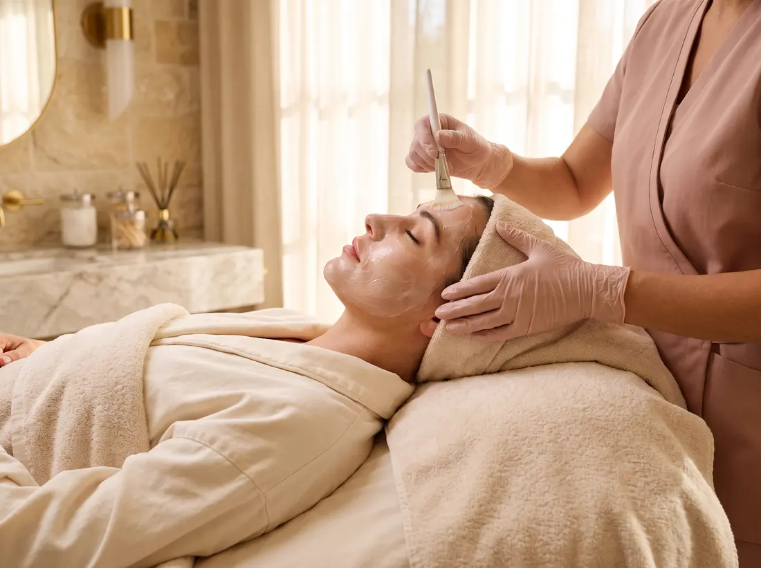 Client receiving a hydrating facial