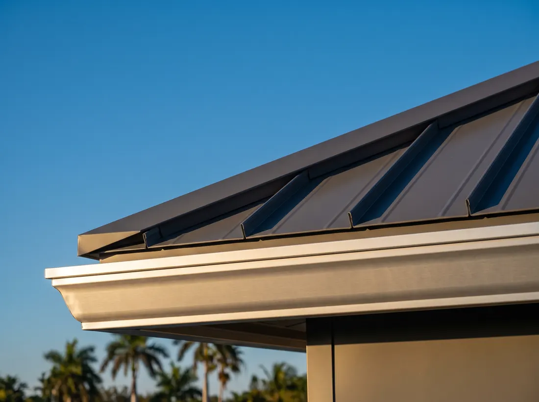 Standing seam metal roof and gutter